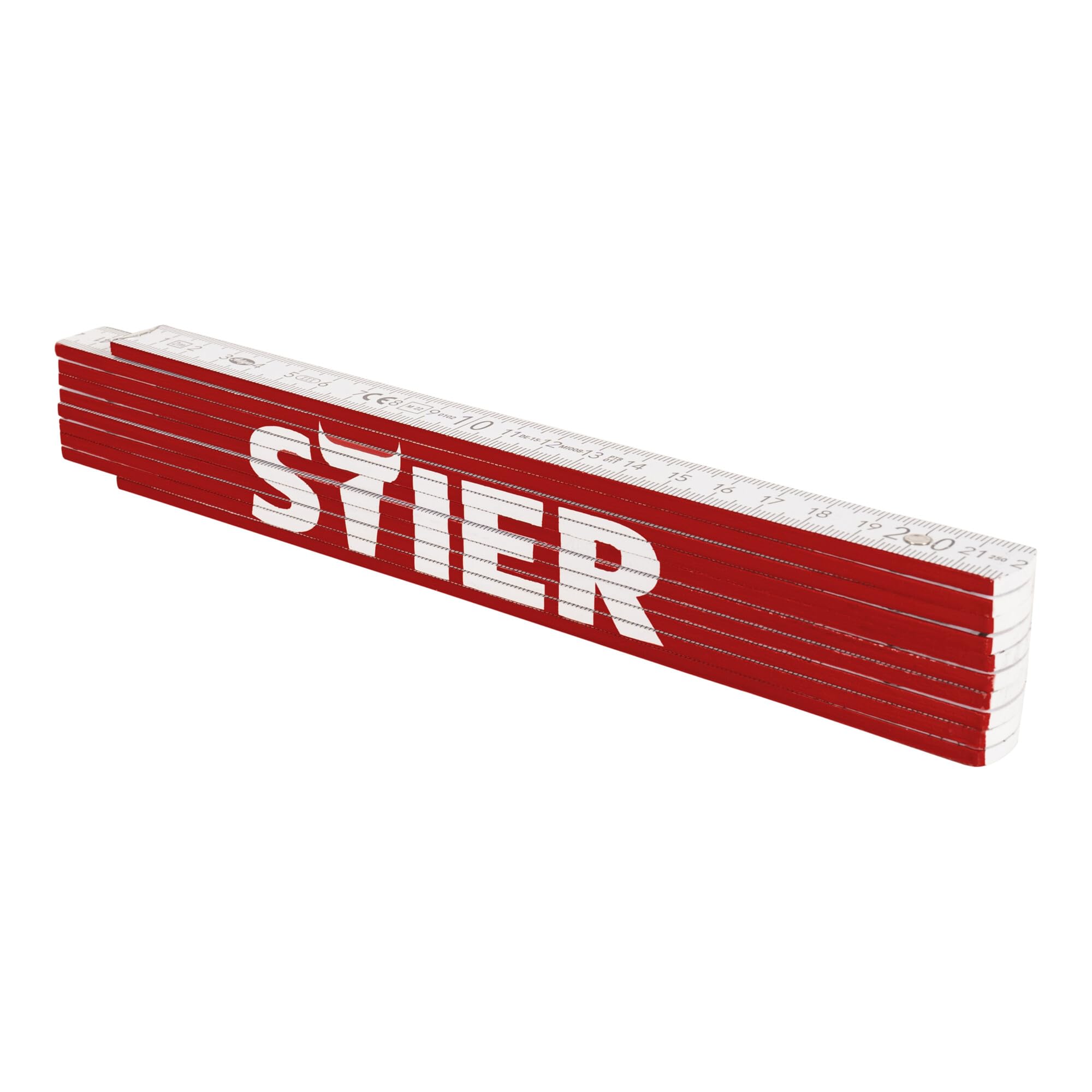 STIER folding rule 2 m length made of beechwood 10 sections 90° and 180° grid