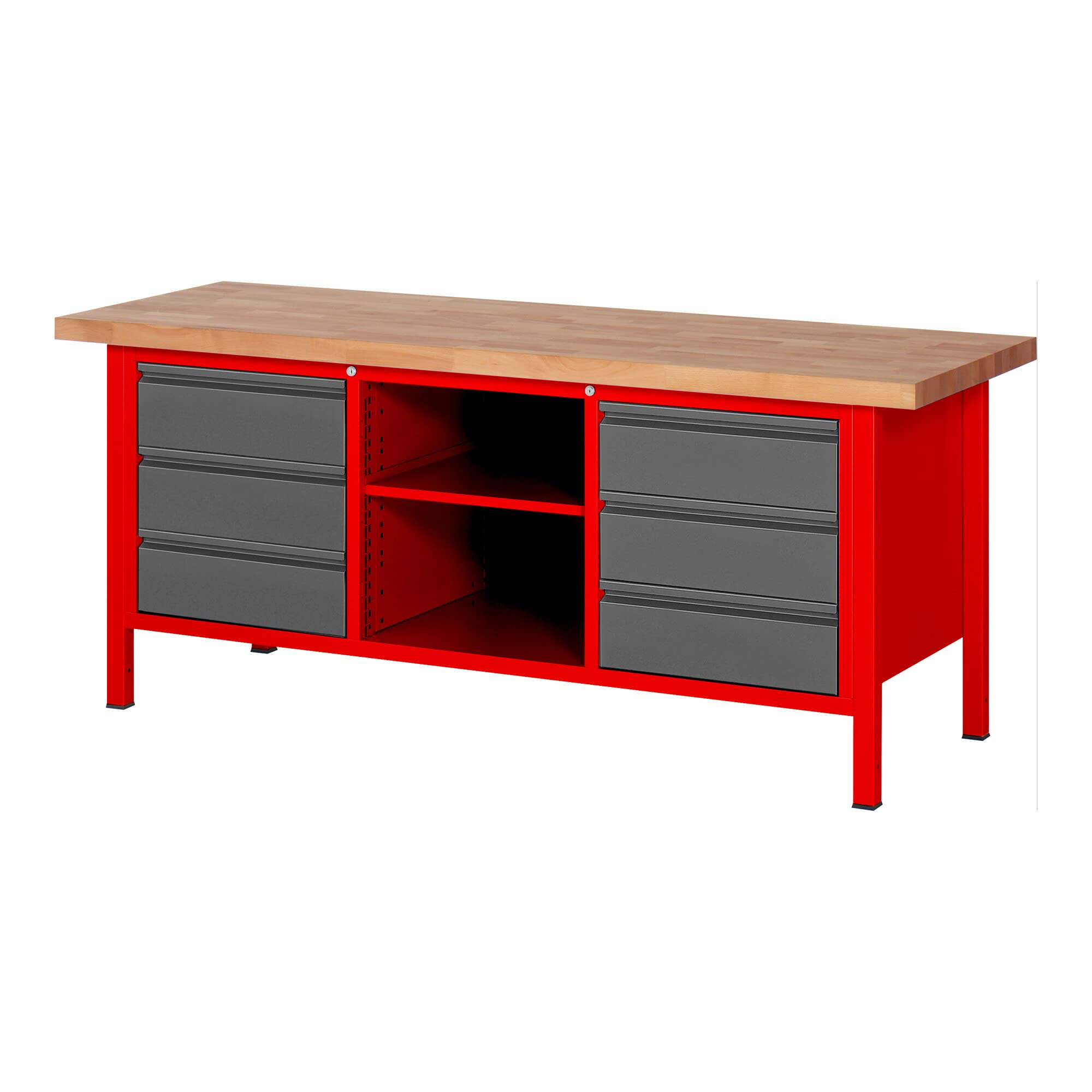 STIER Höhenverstellbare Werkbank Premium mit 1 Schublade BxTxH 1500x700x840-1040mm RAL 3000 / anthrazitmetallic