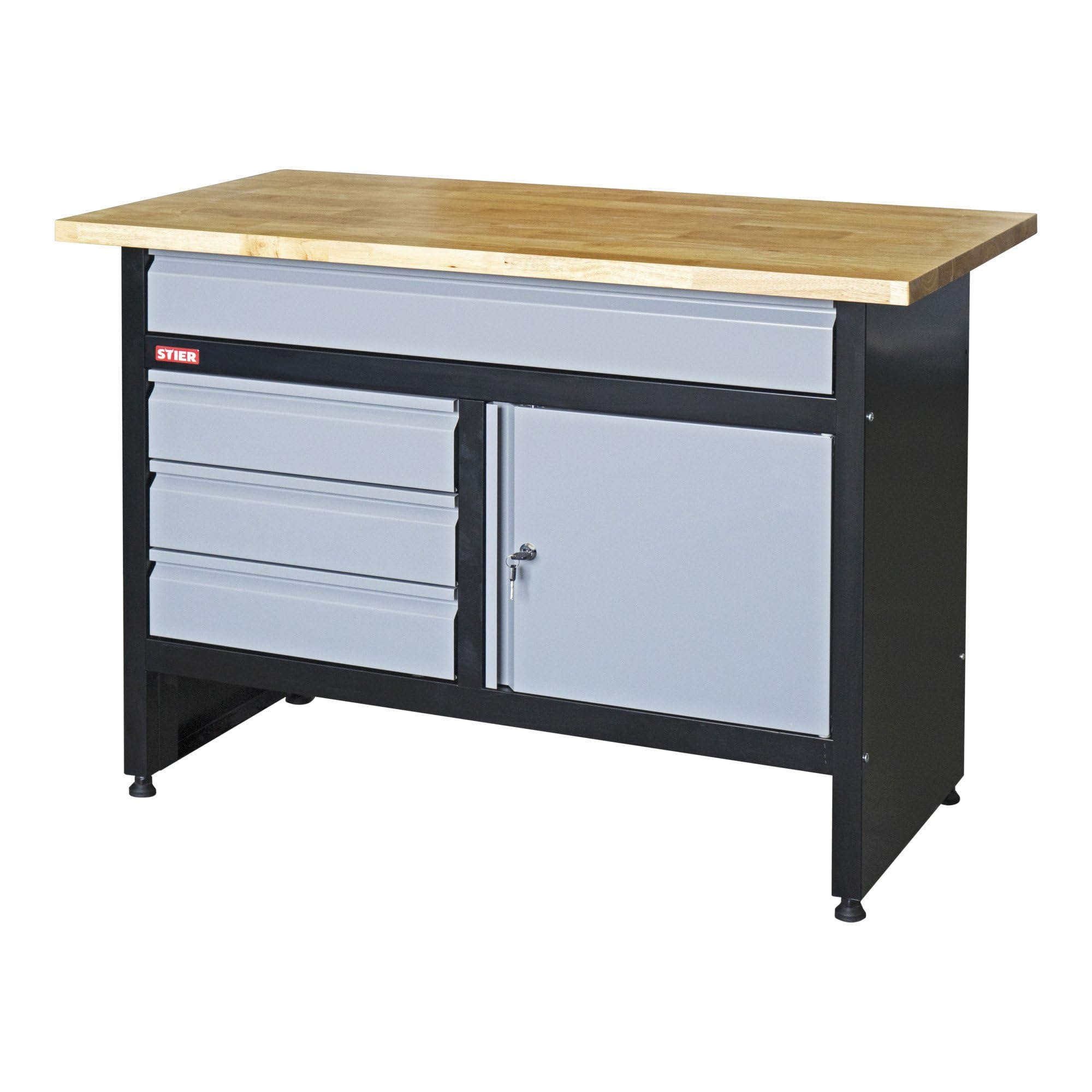 STIER Werkbank Basic 4 Schubladen Belastbarkeit 300 kg BxTxH 1200x600x840 mm mit