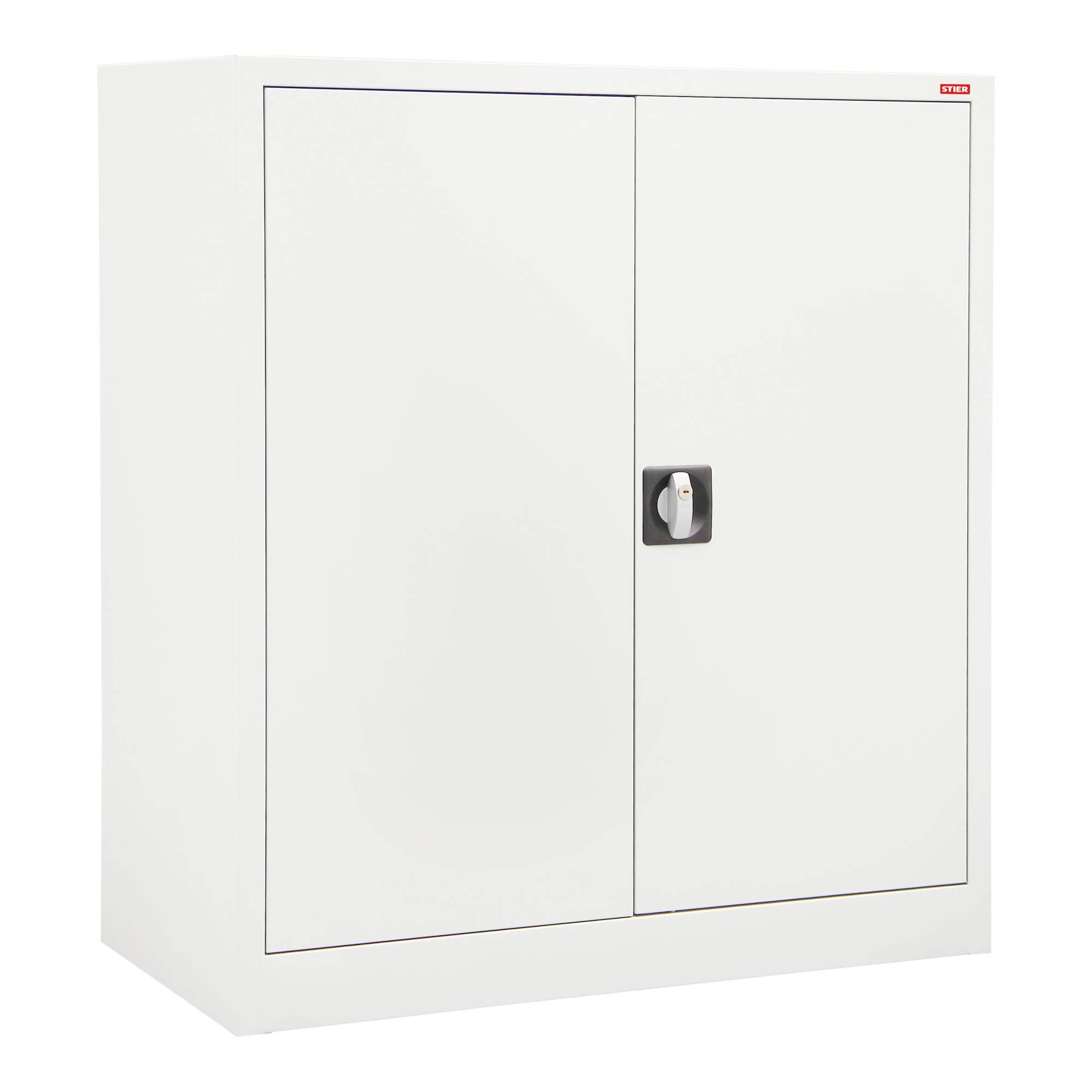 STIER side cabinet with 2 shelves, light grey, welded, various sizes