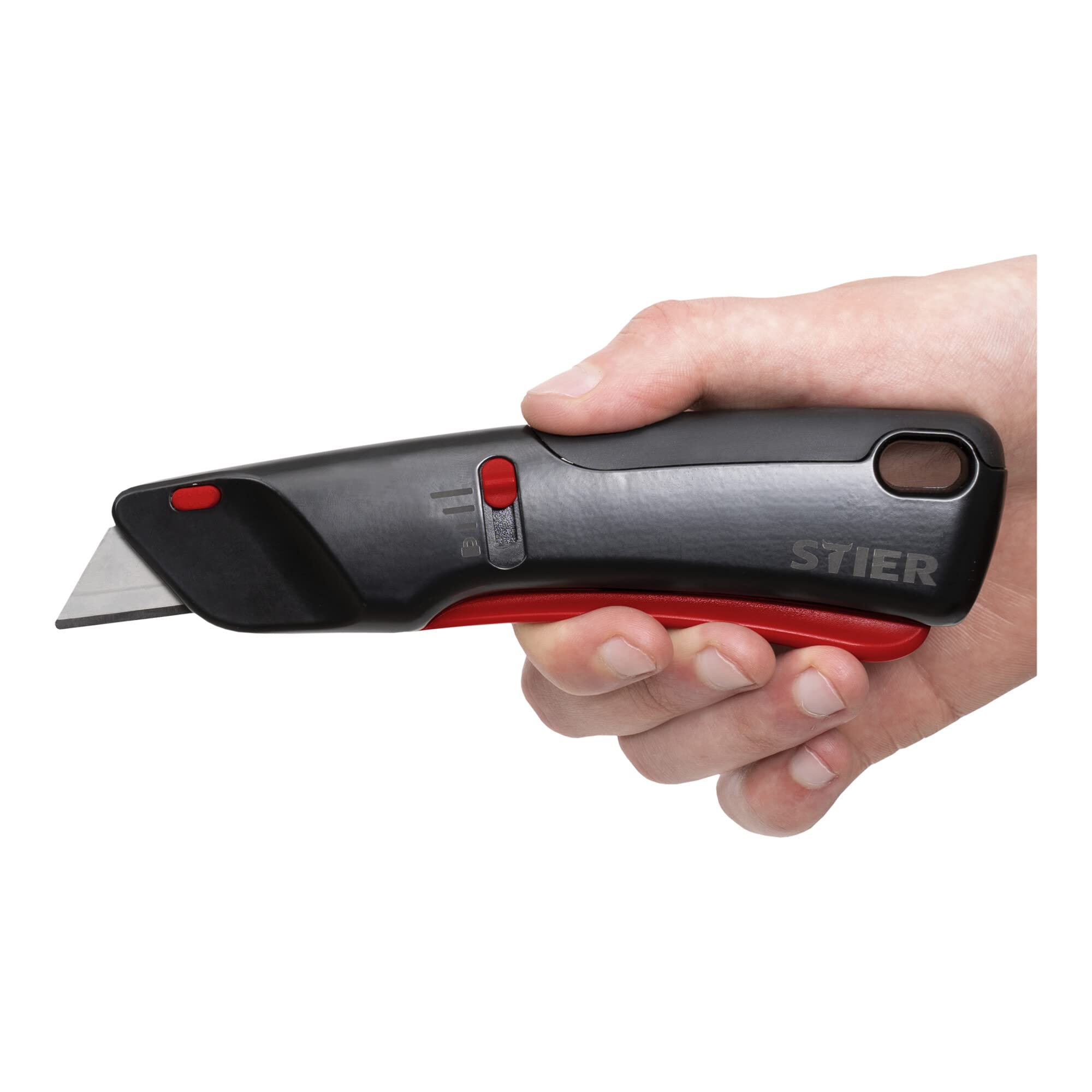 STIER Sicherheits-Cuttermesser Premium mit 10 Ersatz-Klingen automatischem