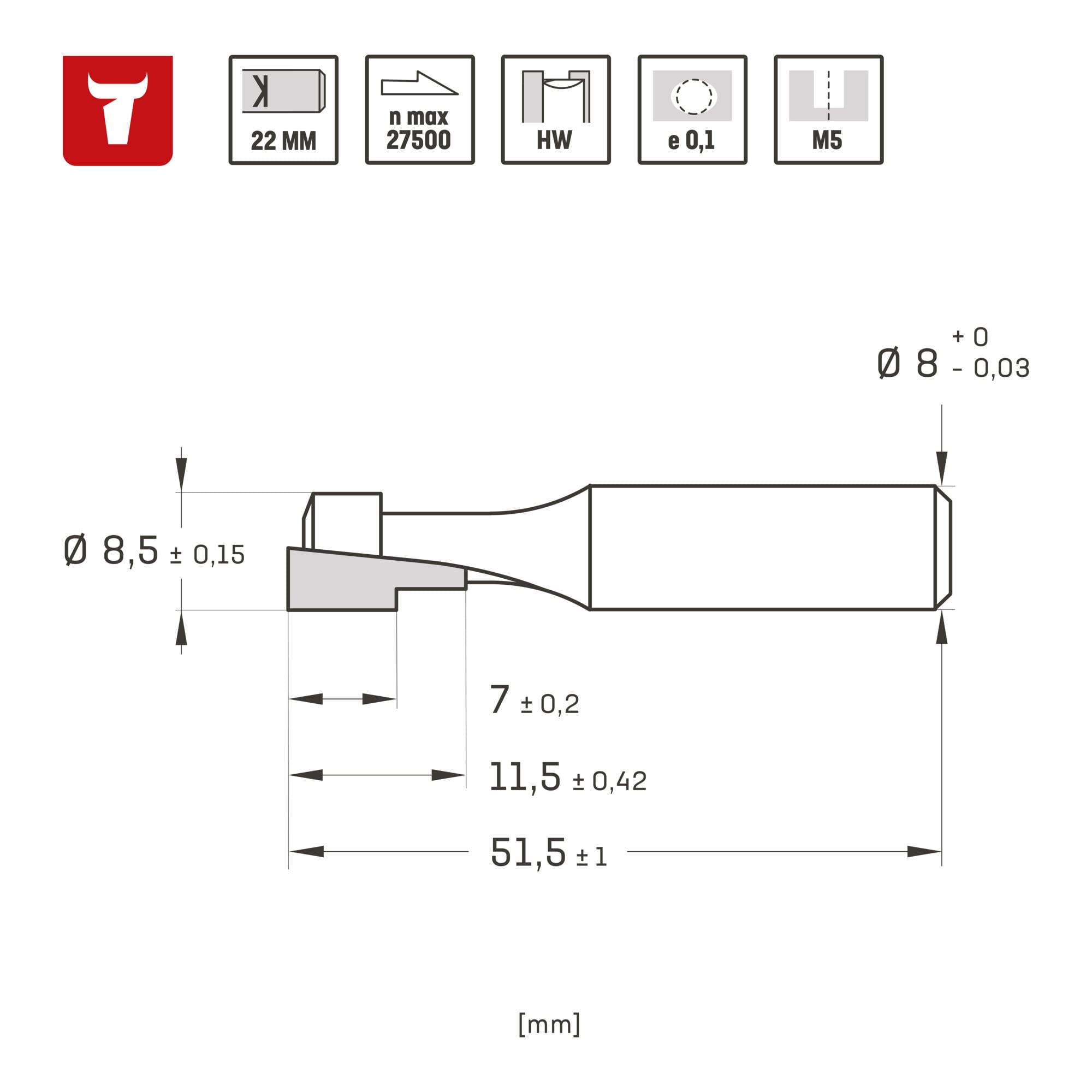 STIER T-Nutfräser M5 8,5 x 5,6 x 8 mm