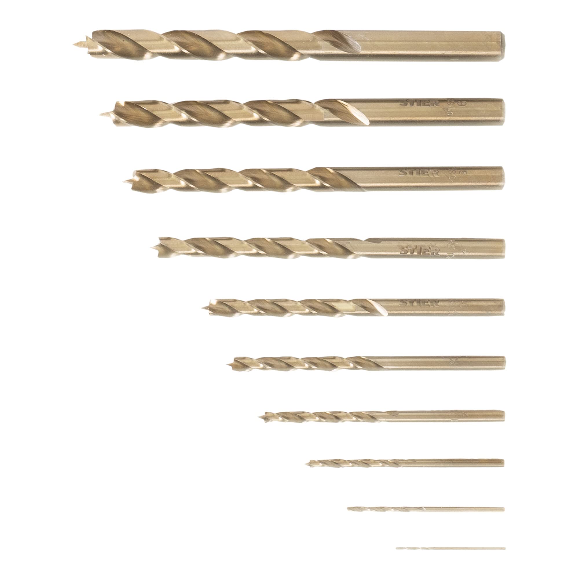 STIER wood drill set HSS Cobalt 10-piece All sizes from 1 to 10 mm High Speed