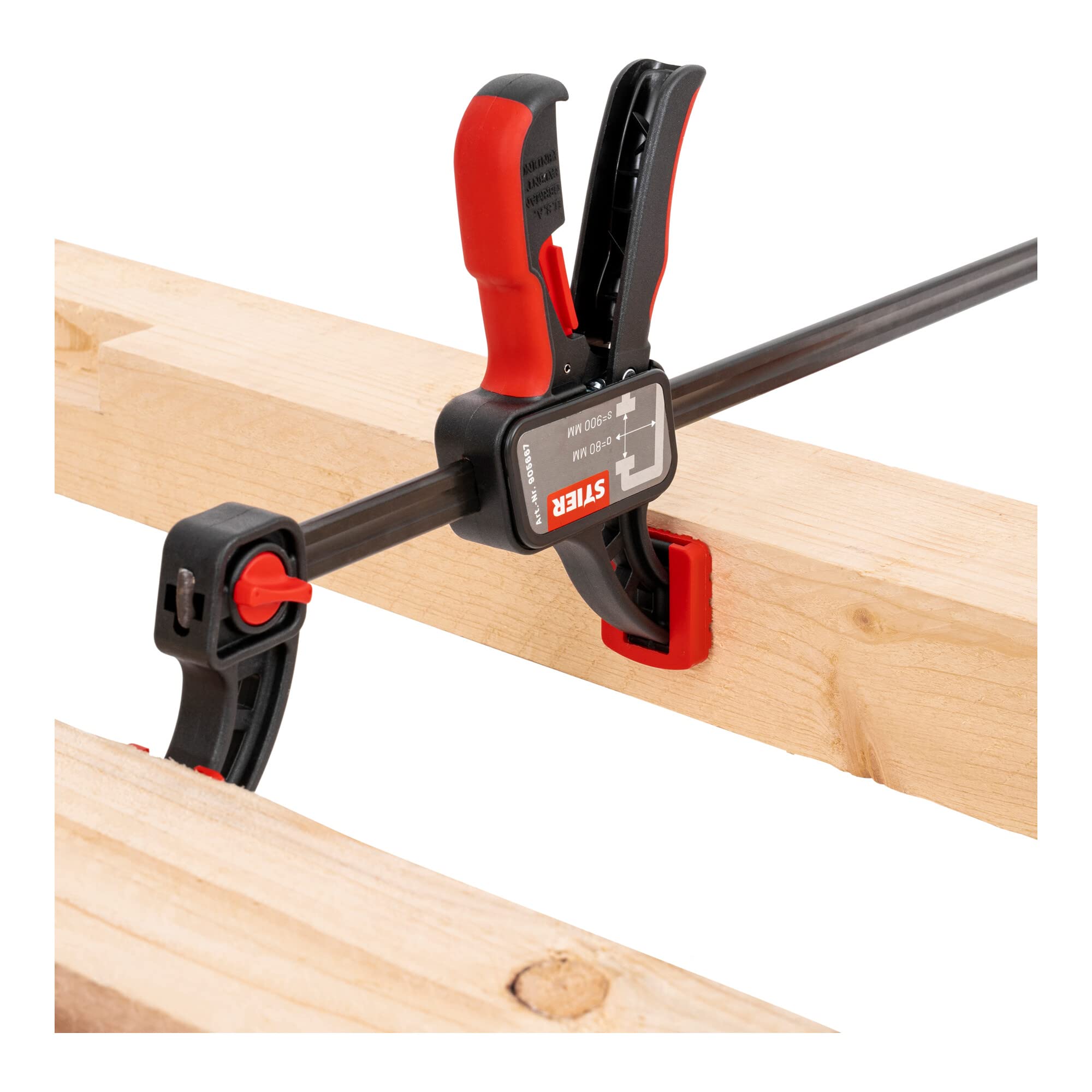 STIER one-hand clamp 900 mm clamping width 80 mm projection for clamping and spreading