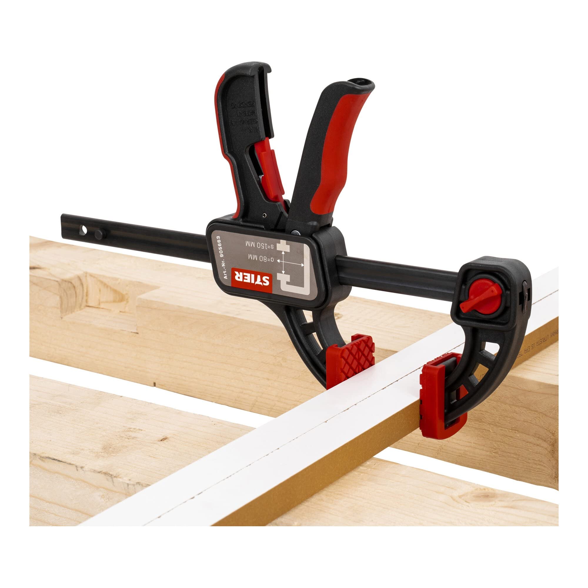 STIER one-hand clamp 150 mm clamping width 80 mm projection for clamping and spreading