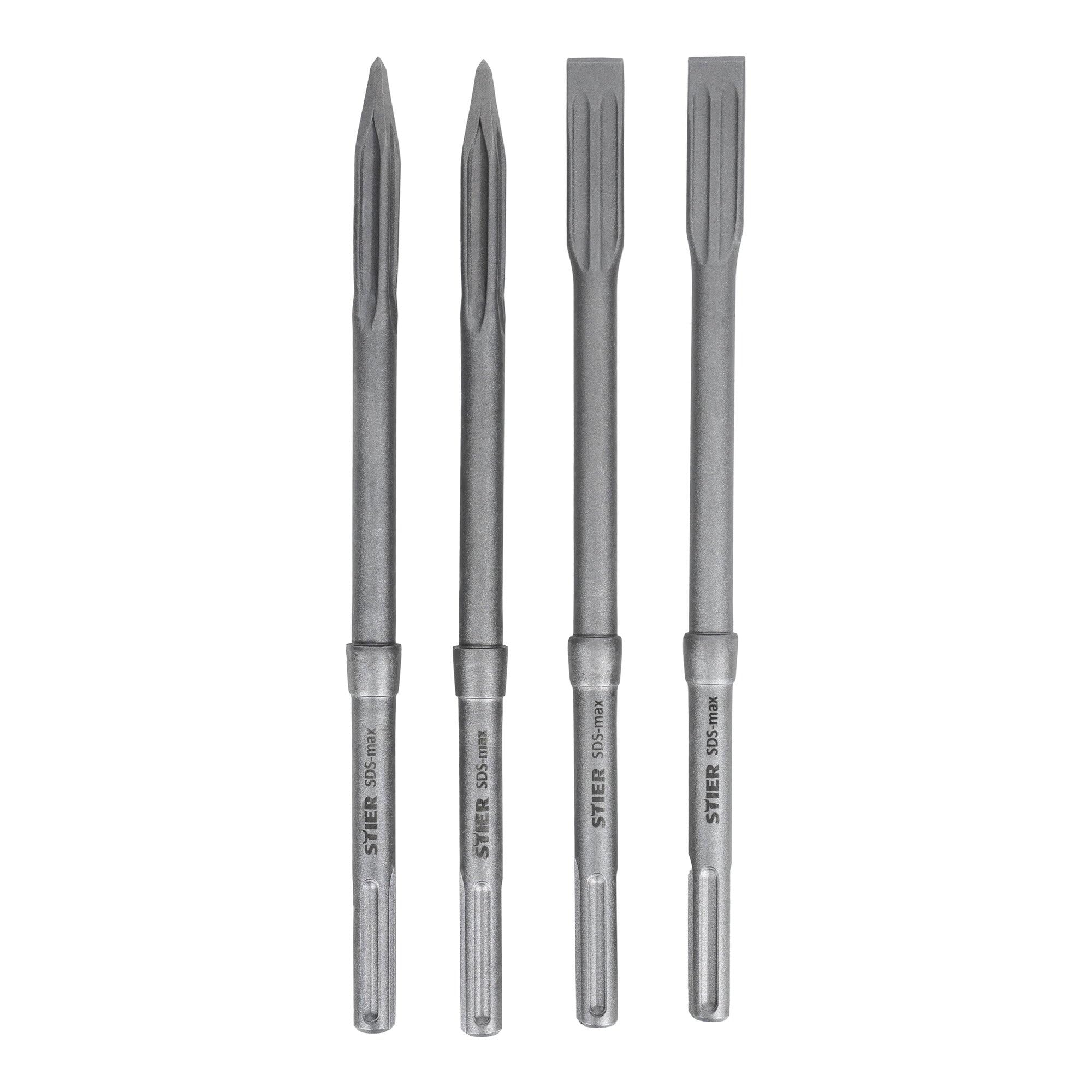 STIER SDS-max chisel set, 4 pieces, 400 x 25 mm / 400 mm