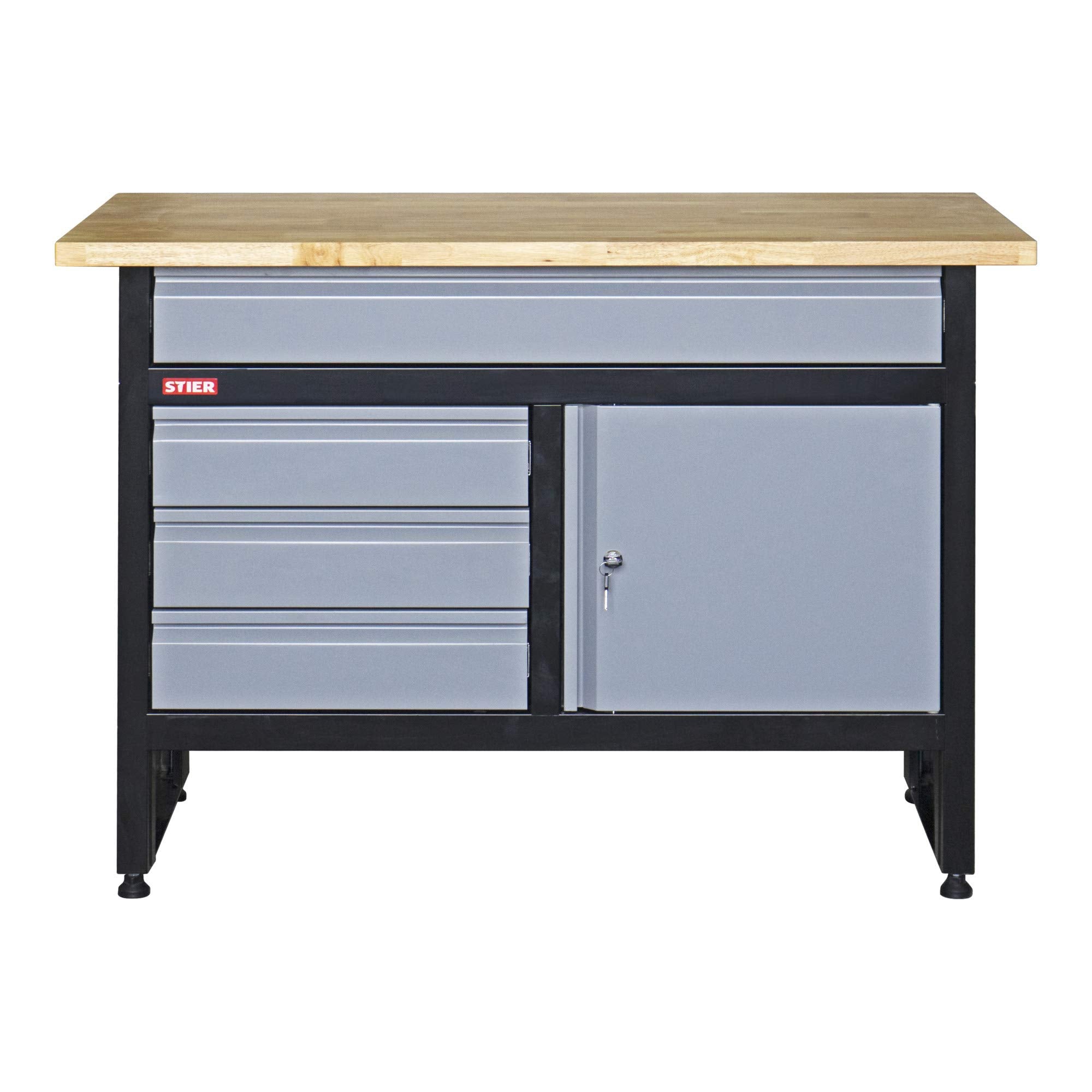 STIER Werkbank Basic 4 Schubladen Belastbarkeit 300 kg BxTxH 1200x600x840 mm mit