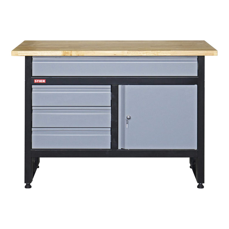 STIER Werkbank Basic 4 Schubladen Belastbarkeit 300 kg BxTxH 1200x600x840 mm mit