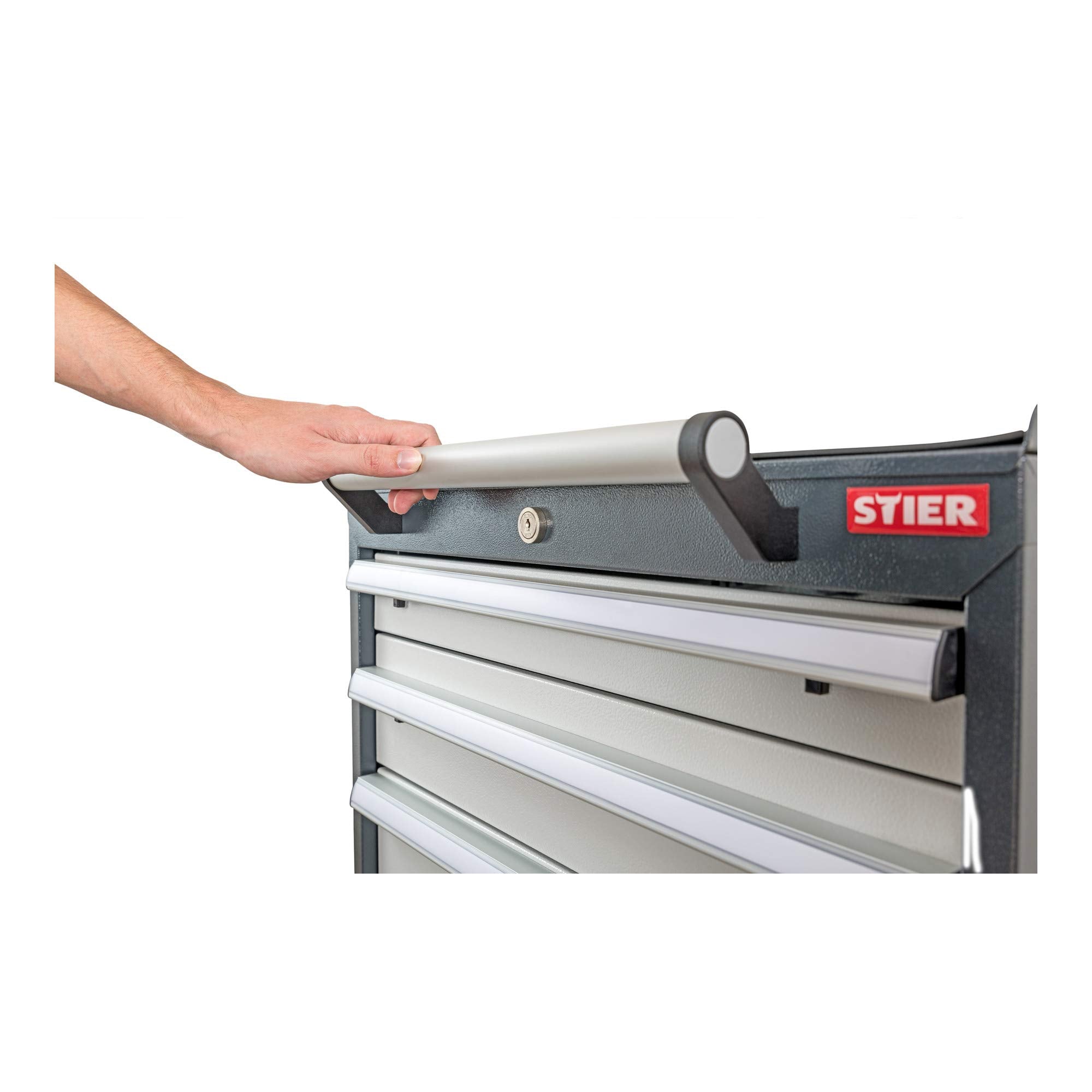 STIER Mobiler Schubladenschrank mit 6 Schubladen BxTxH 600x575x1090 mm, anthrazitgrau/lichtgrau, RAL 7016 / RAL 7035
