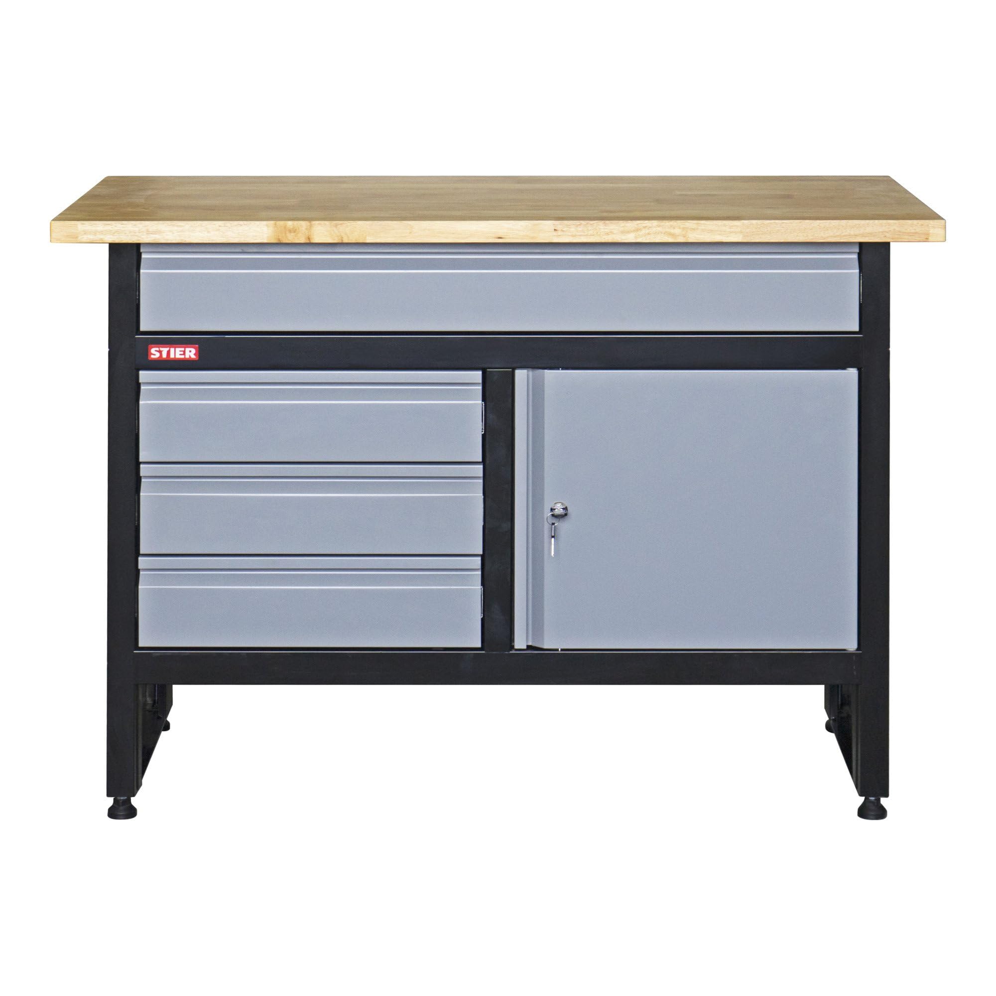 STIER Werkbank Basic 4 Schubladen Belastbarkeit 300 kg BxTxH 1200x600x840 mm mit