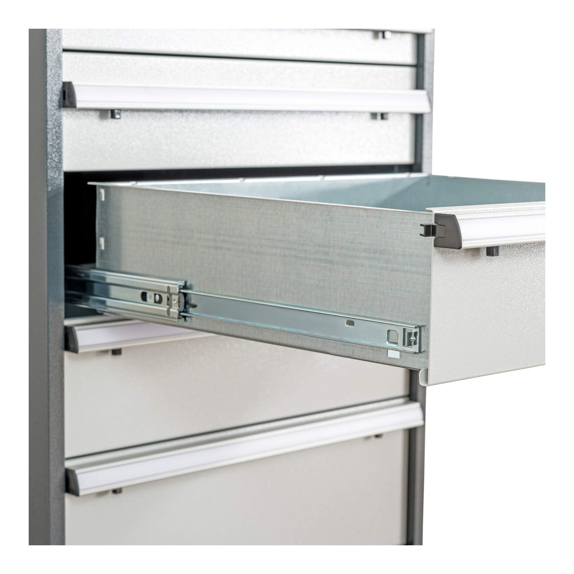 STIER Werkbank BxTxH 2000x600x1060 mm mit 2 Schrankgehäusen der Breite 600 mm RAL 7016 / RAL 7035