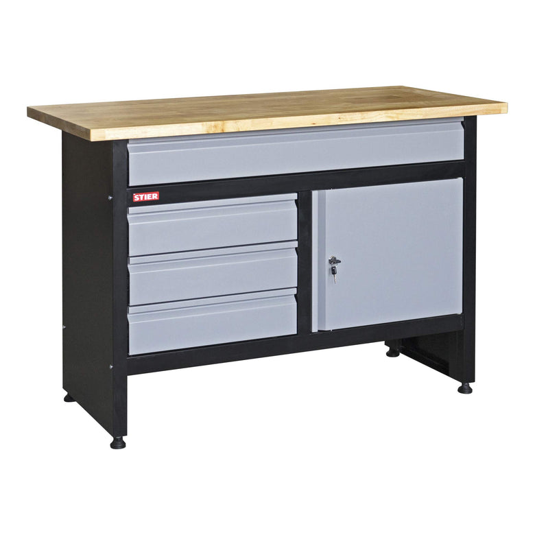 STIER Werkbank Basic 4 Schubladen Belastbarkeit 300 kg BxTxH 1200x600x840 mm mit