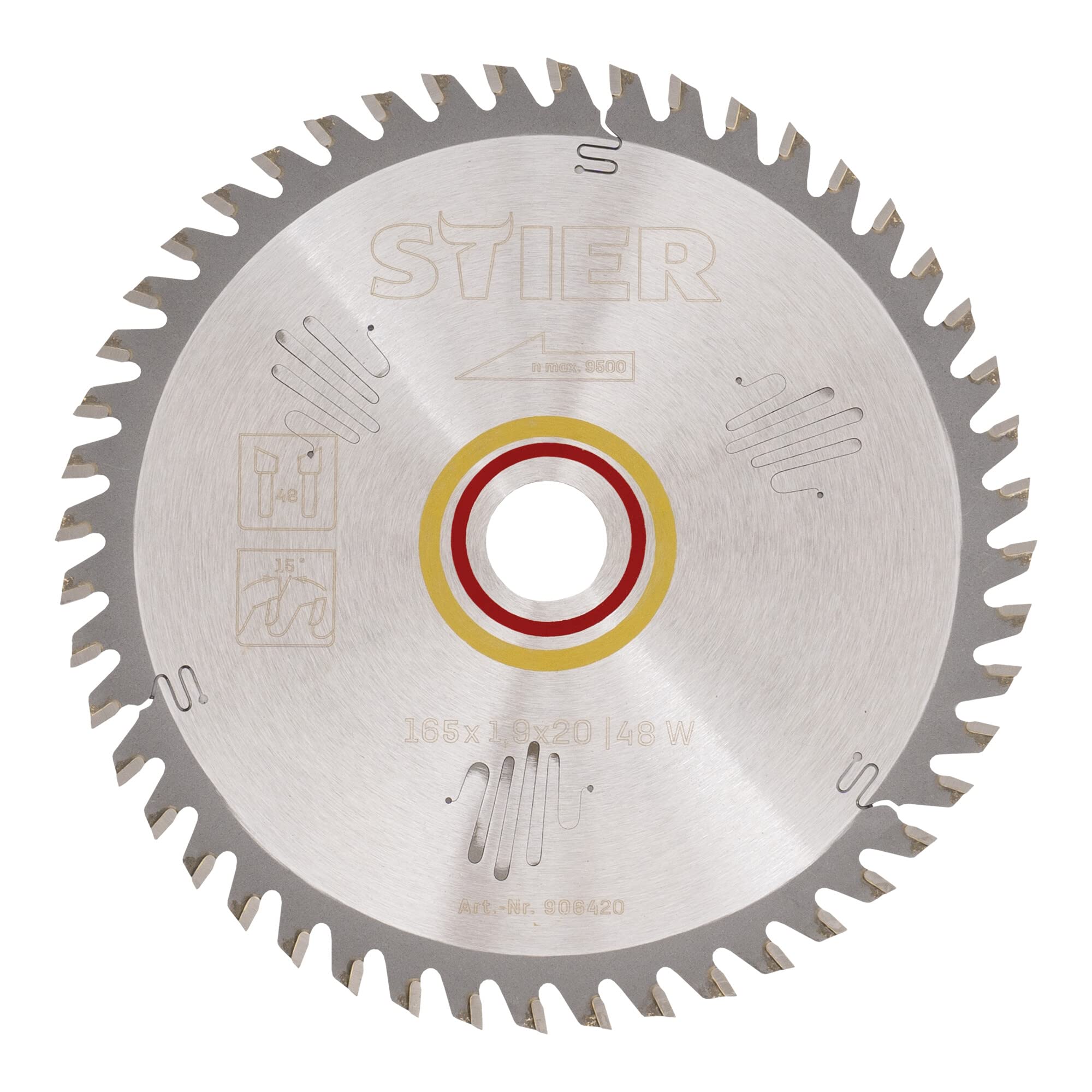STIER circular saw blade wood 165 x 1.9 x 20 48W 15° chip angle