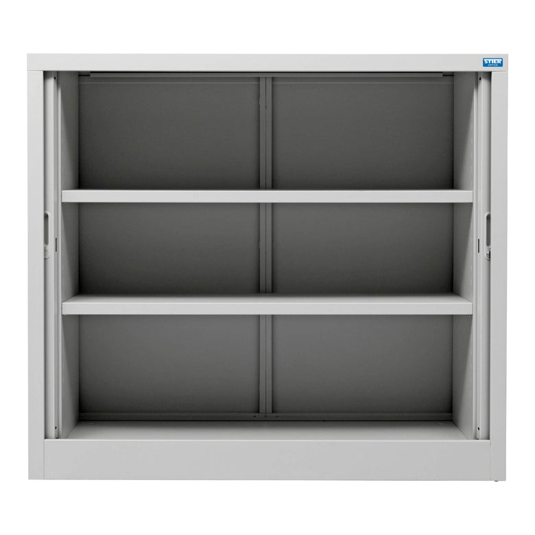 STIER roller shutter cabinet with 2 to 3 shelves various sizes light grey