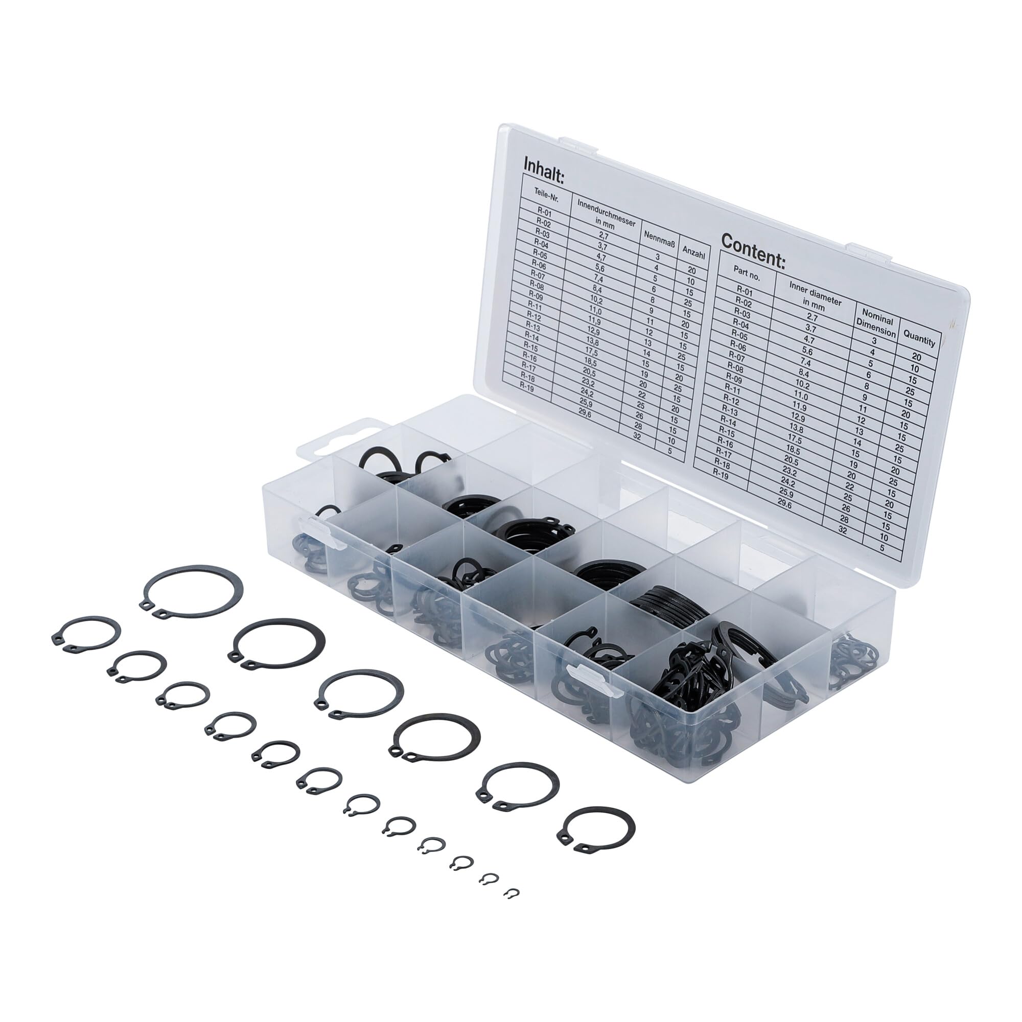 BGS Außen-Seegerring-Sortiment (Sprengringe) Ø 3 - 32 mm 300-tlg.