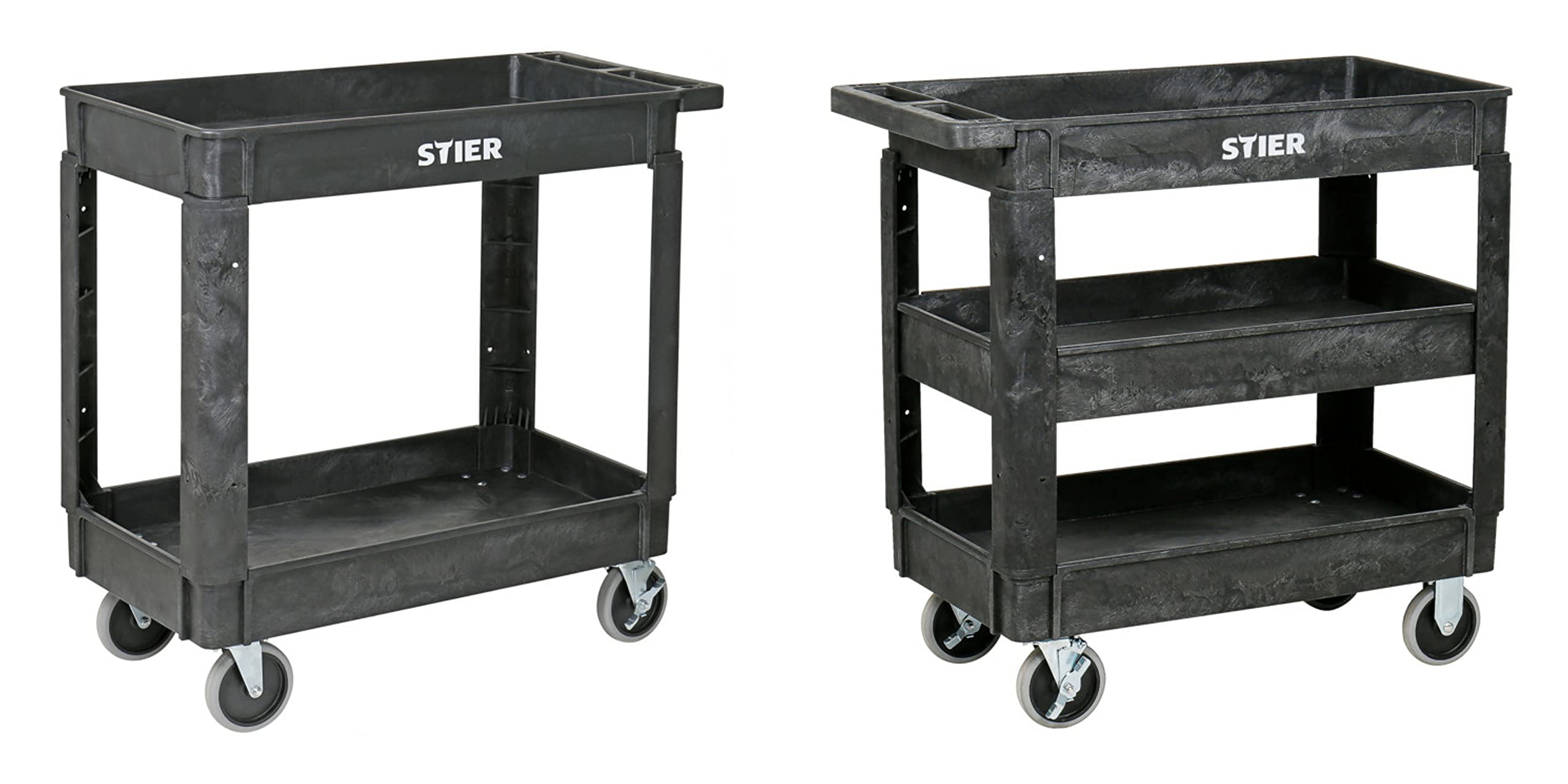 STIER plastic multi-purpose trolley with 2 or 3 levels, multi-purpose trolley up to 250 kg