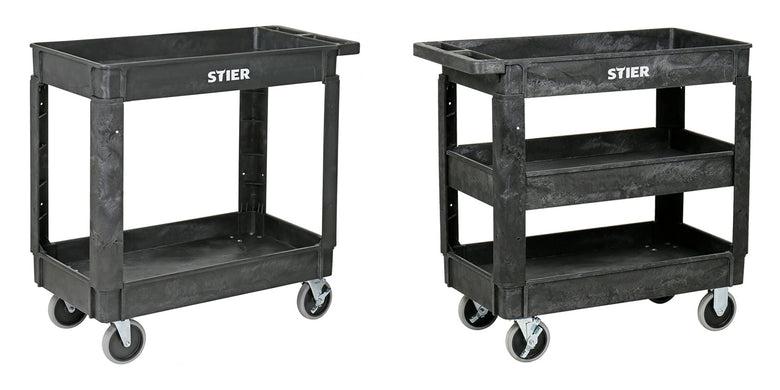 STIER plastic multi-purpose trolley with 2 or 3 levels, multi-purpose trolley up to 250 kg