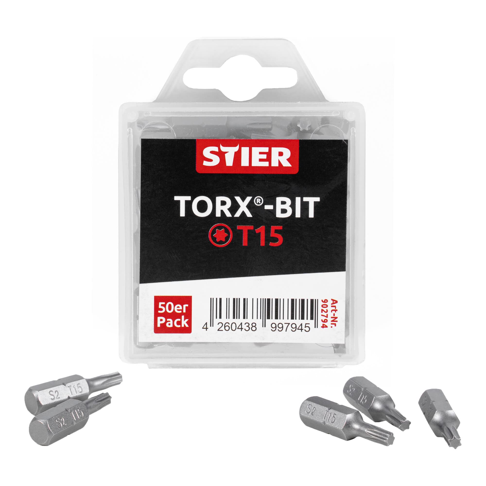 STIER TORX-Bit-Großpackung 50 Bits Bits T 15 - T 30 Länge 25 mm Profi Werkzeug