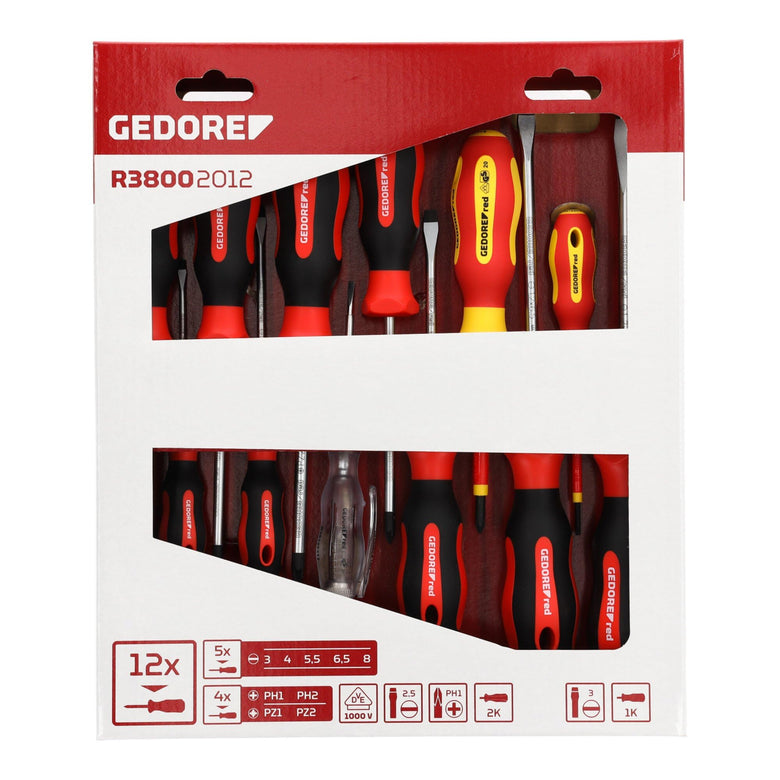 Gedore red Schraubendreher-Set 12-teilig, Schraubenzieher-Satz