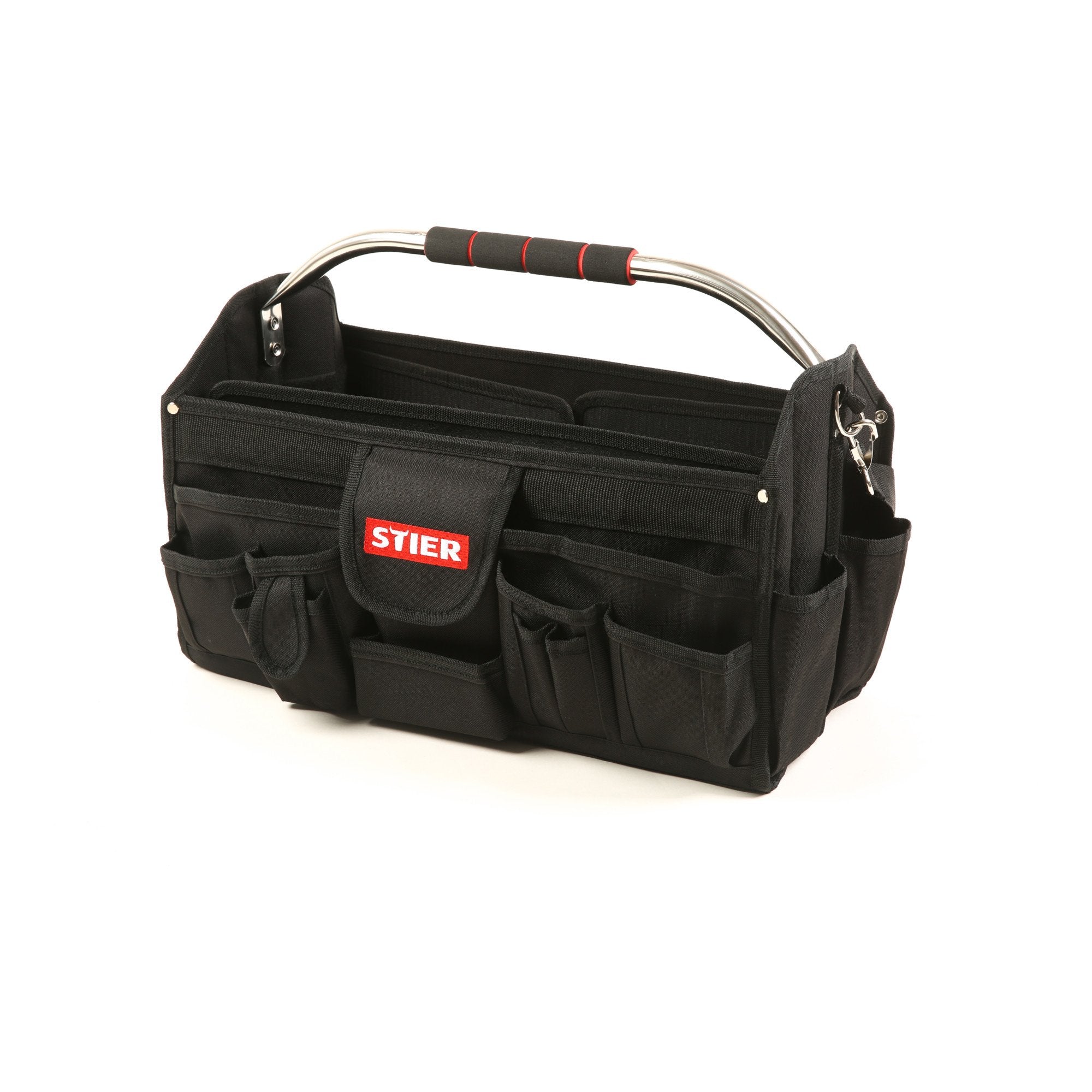 STIER Werkzeugtasche Premium+ leer schwarz 24 Fächer reißfest mit Schultergurt