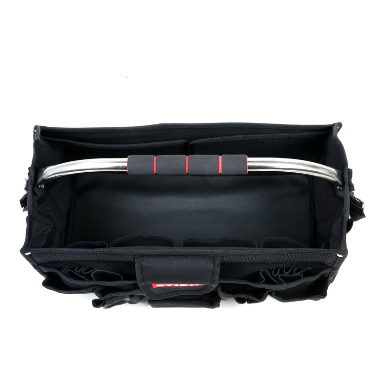 STIER Werkzeugtasche Premium+ leer schwarz 24 Fächer reißfest mit Schultergurt