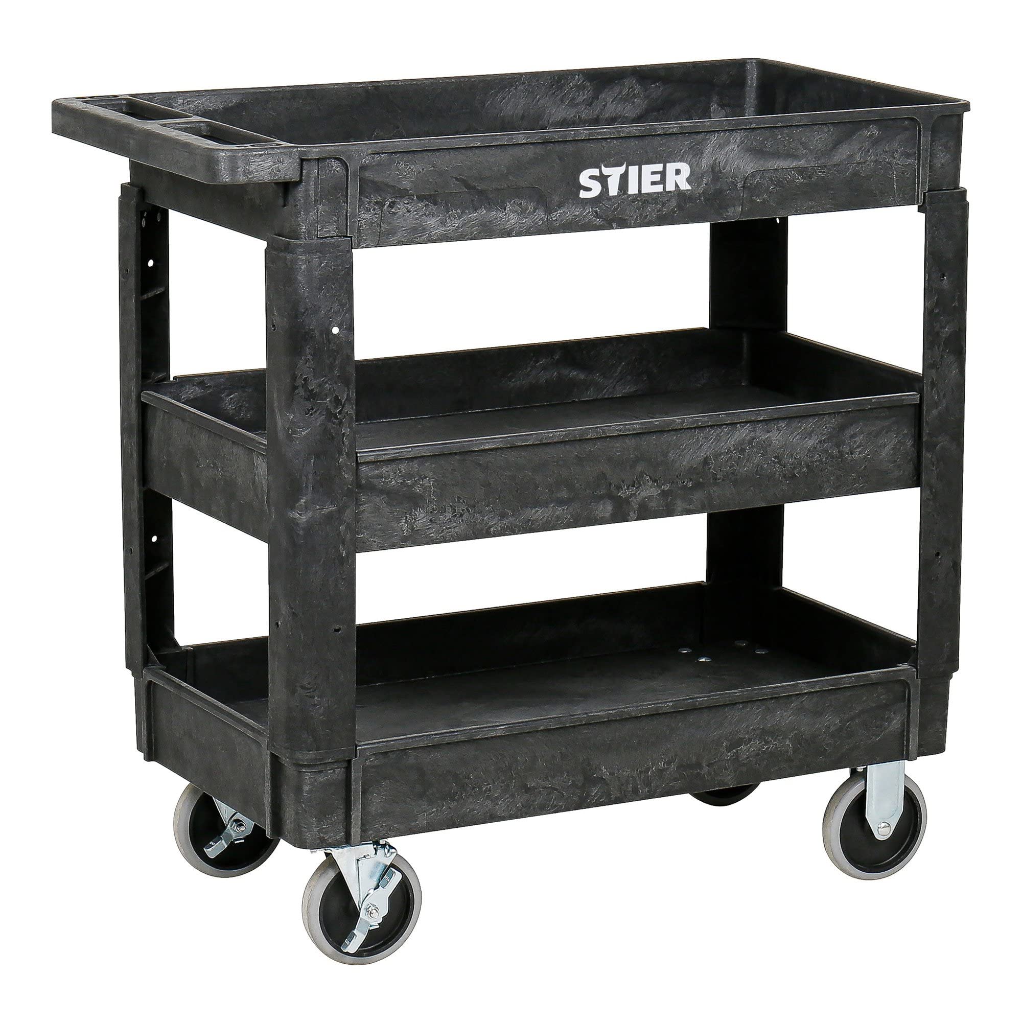 STIER plastic multi-purpose trolley with 2 or 3 levels, multi-purpose trolley up to 250 kg