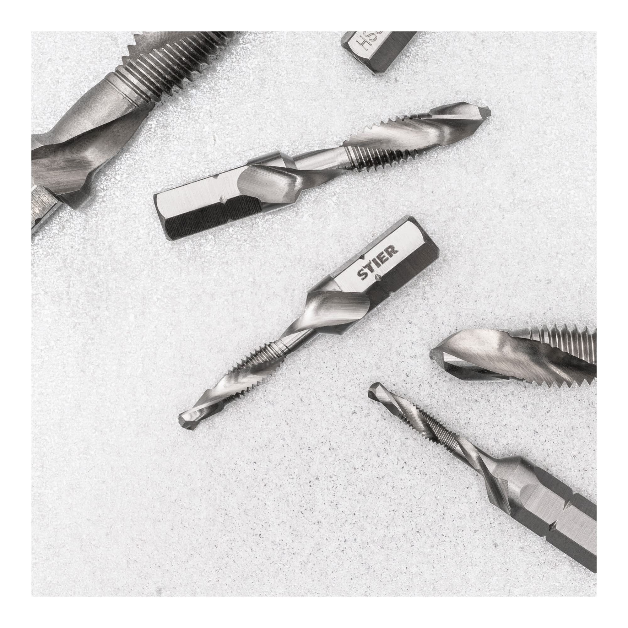 STIER combination tap bit M3 to M10 DIN 3126 HSS-G 1/4" hexagon