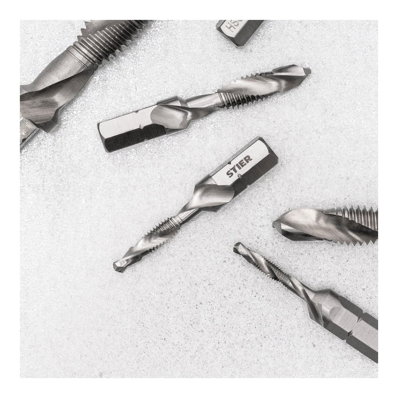 STIER combination tap bit M3 to M10 DIN 3126 HSS-G 1/4" hexagon