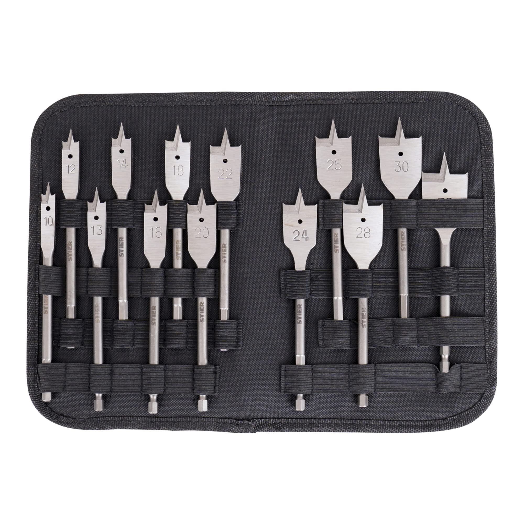 STIER Flachfräsbohrer 13-teiliges Set 10 - 32 mm 1/4 Zoll griffbereit in