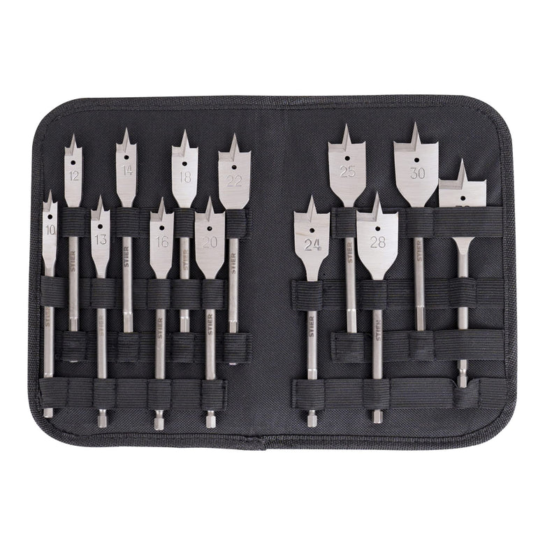 STIER Flachfräsbohrer 13-teiliges Set 10 - 32 mm 1/4 Zoll griffbereit in