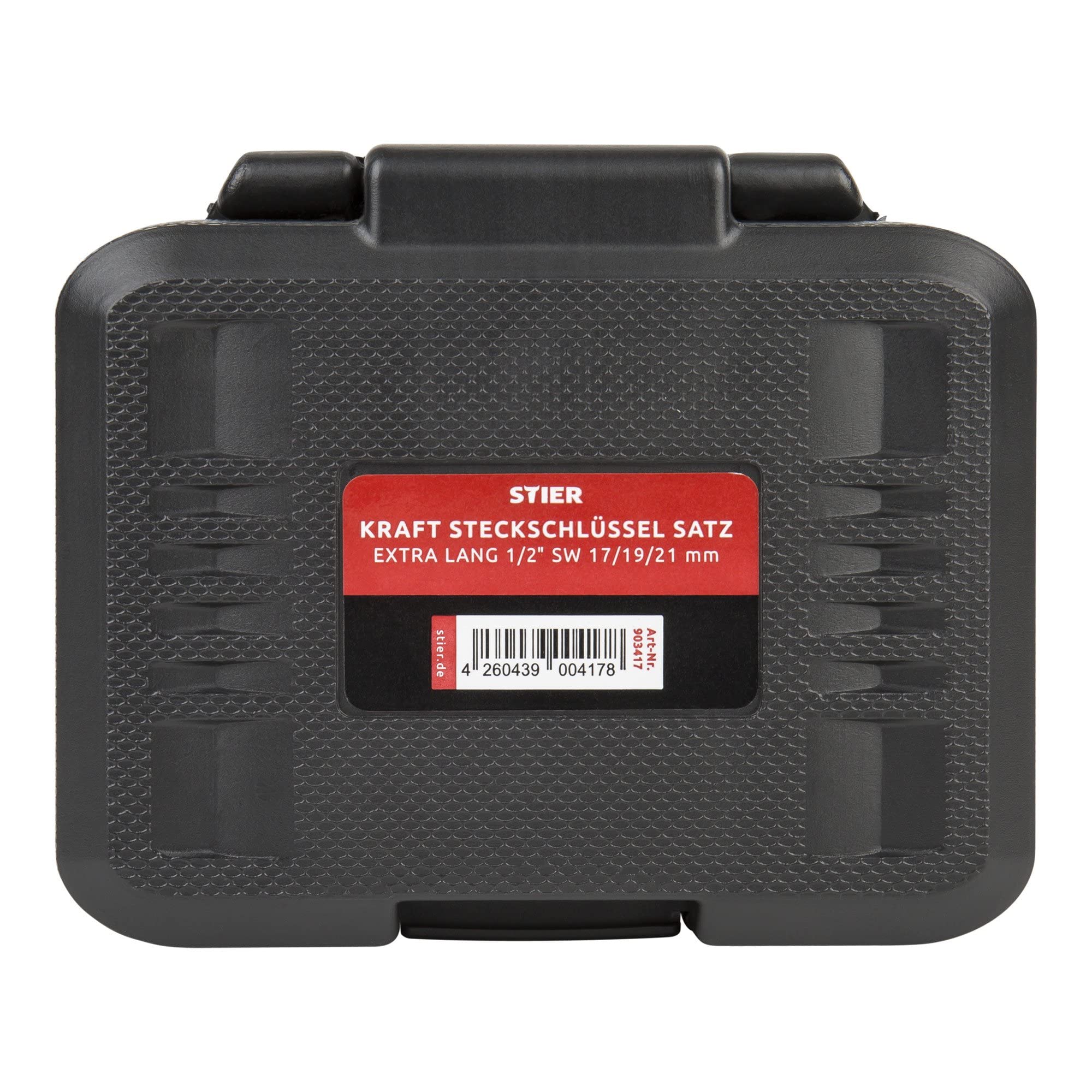 STIER power socket wrench set professional extra long sockets 130 mm 1/2" SW 17/19/21