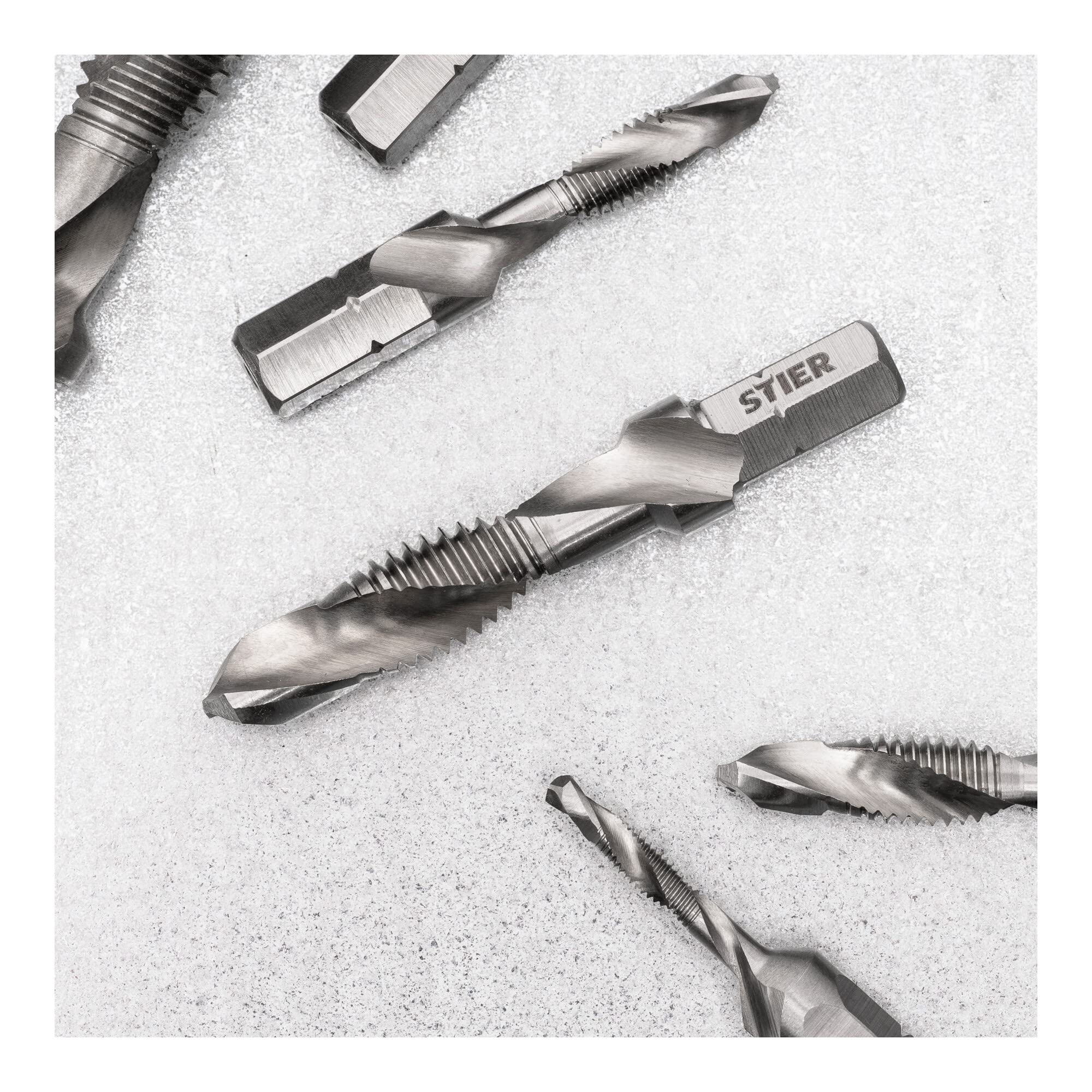 STIER combination tap bit M3 to M10 DIN 3126 HSS-G 1/4" hexagon