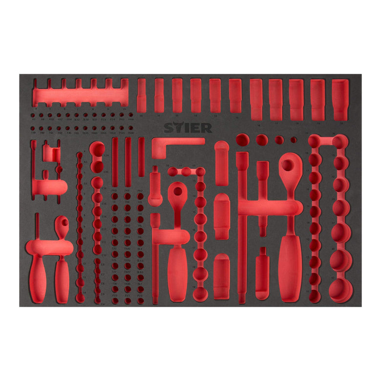 STIER soft foam insert (EVA) for socket wrench set 179-piece empty for