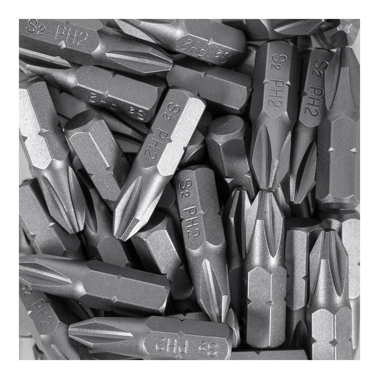 STIER Phillips bit bulk pack PH1 to PH2 50 pieces drive 1/4 25 mm length