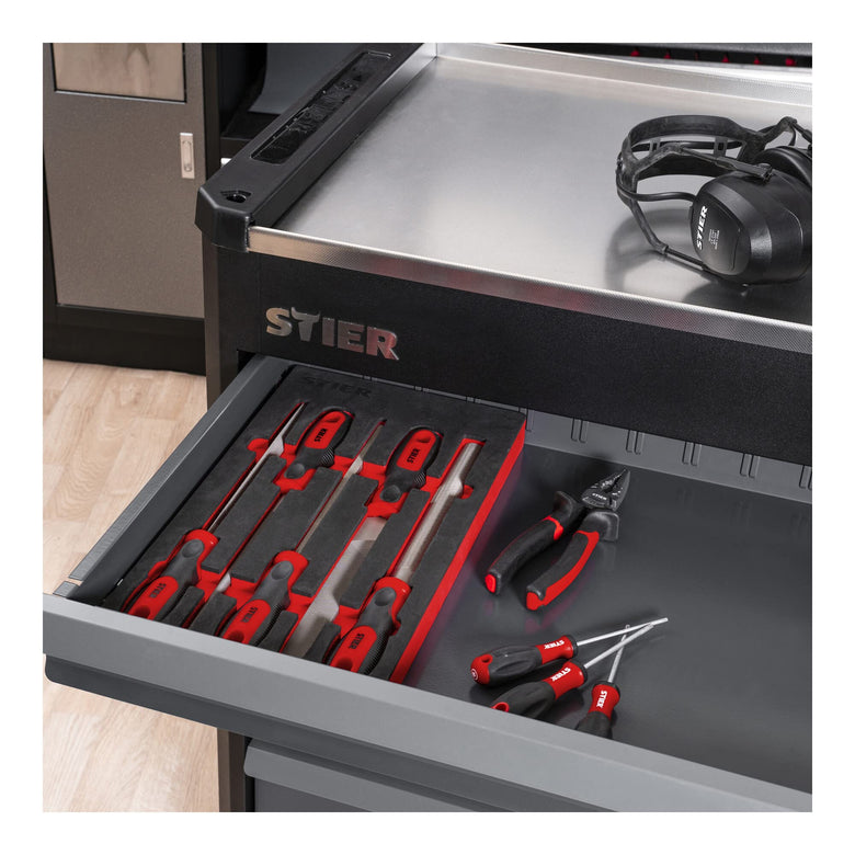 STIER workshop file set, 200 mm H2, 5 pieces in soft foam insert (EVA)