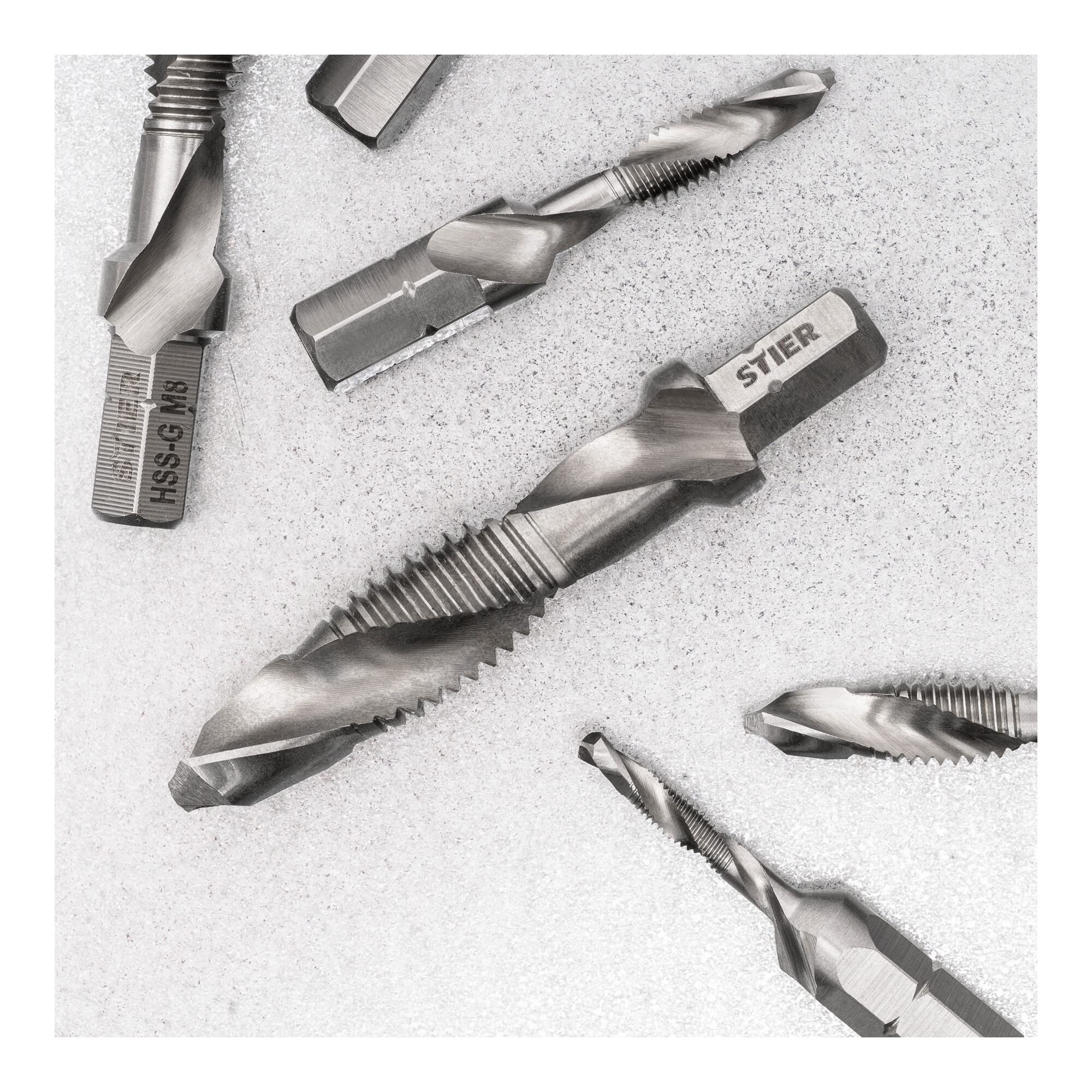 STIER combination tap bit M3 to M10 DIN 3126 HSS-G 1/4" hexagon