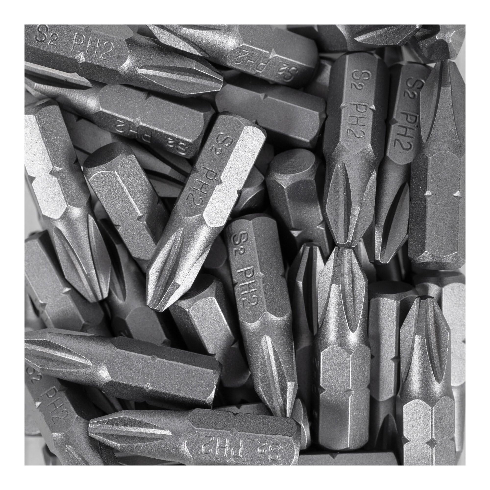 STIER Phillips bit bulk pack PH1 to PH2 50 pieces drive 1/4 25 mm length