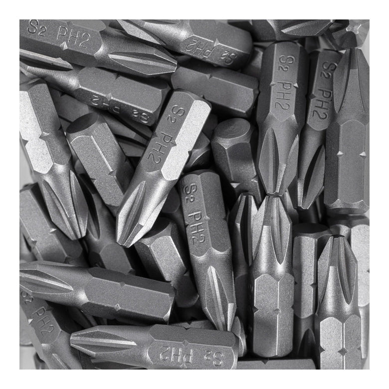 STIER Phillips bit bulk pack PH1 to PH2 50 pieces drive 1/4 25 mm length