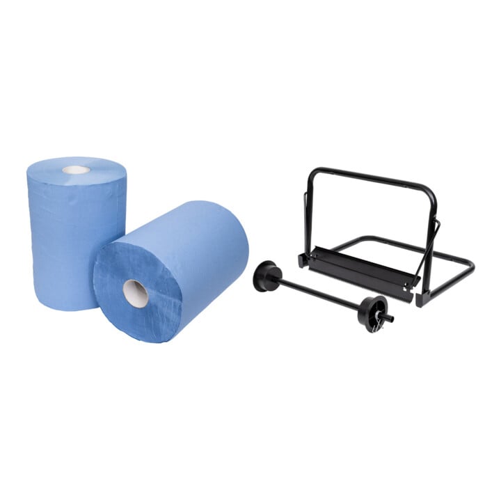 Set STIER Putzpapier-Rolle 3lg + Wandhalter 440x300mm