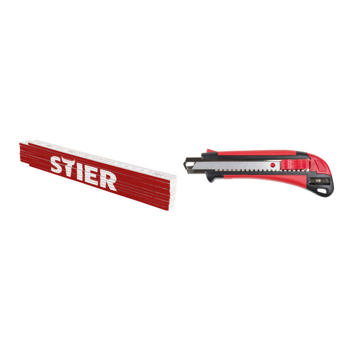 Set STIER Zollstock 2m + Cuttermesser 18mm