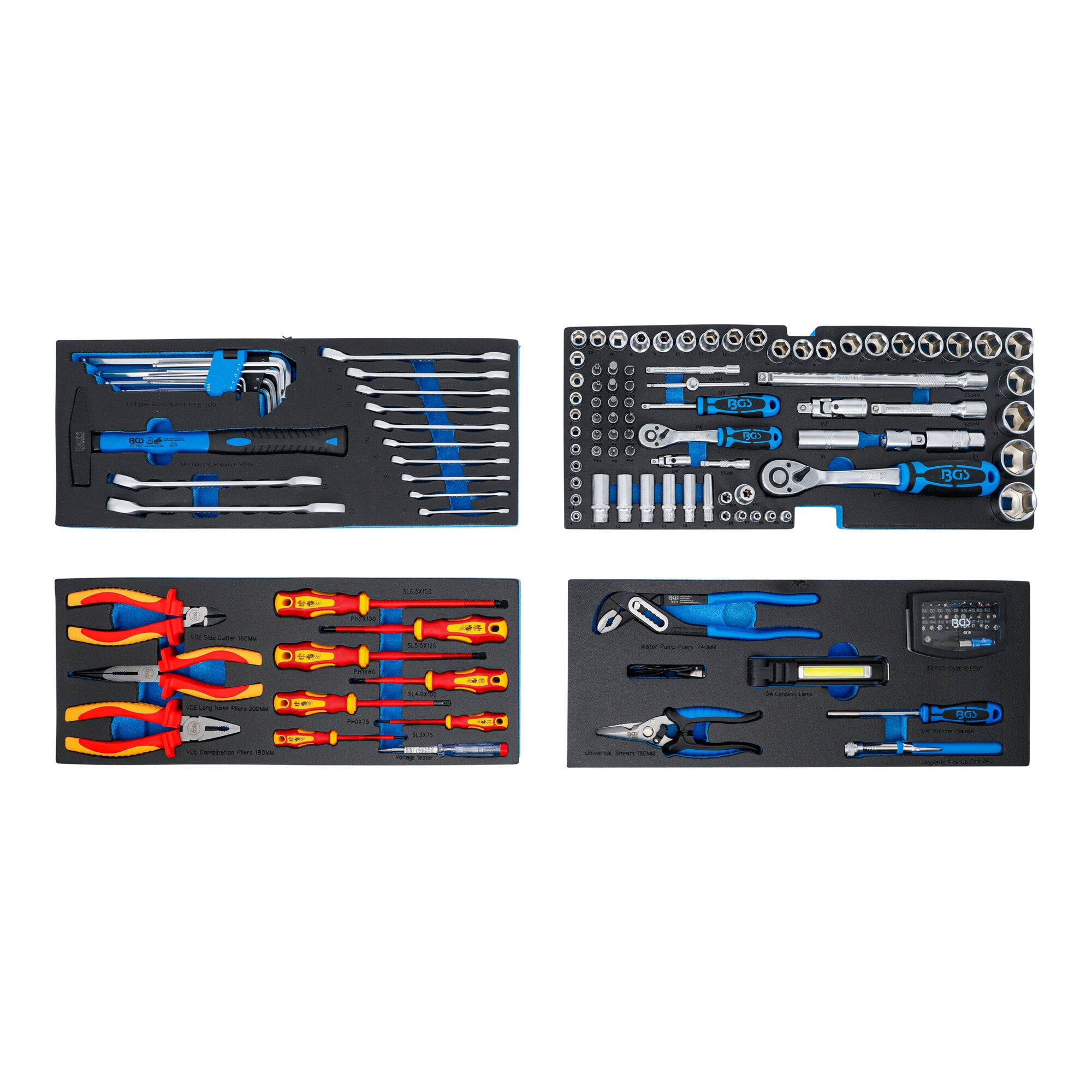 BGS Elektriker-Metall-Werkzeugkoffer 3350, 3 Schubladen, mit 147 Werkzeugen