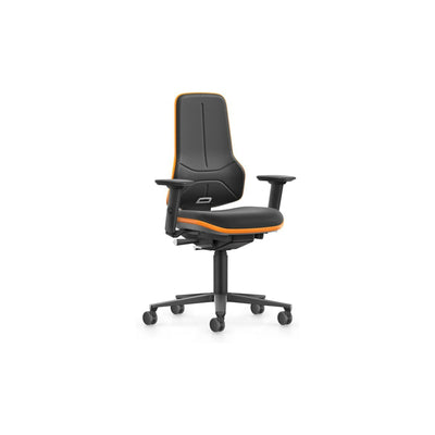 bimos Arbeitsstuhl XXL orange mit Rollen Supertec mit Armlehnen