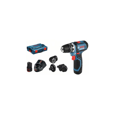 Bosch Akku-Bohrschrauber GSR 12V-15 FC mit 2 x 2,0 Ah-Akku L-BOXX 4 Aufsätze