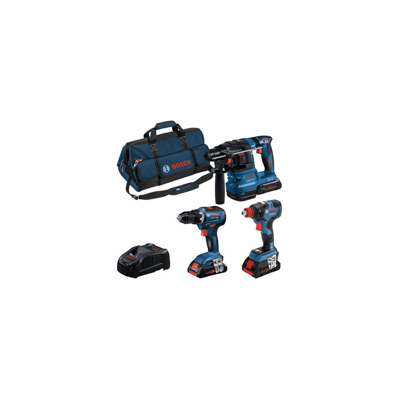 Bosch Combo Kit 3-tlg. 18V: GSR 18V-55/GDX 18V-200/GBH 18V-22, 3 x Akku