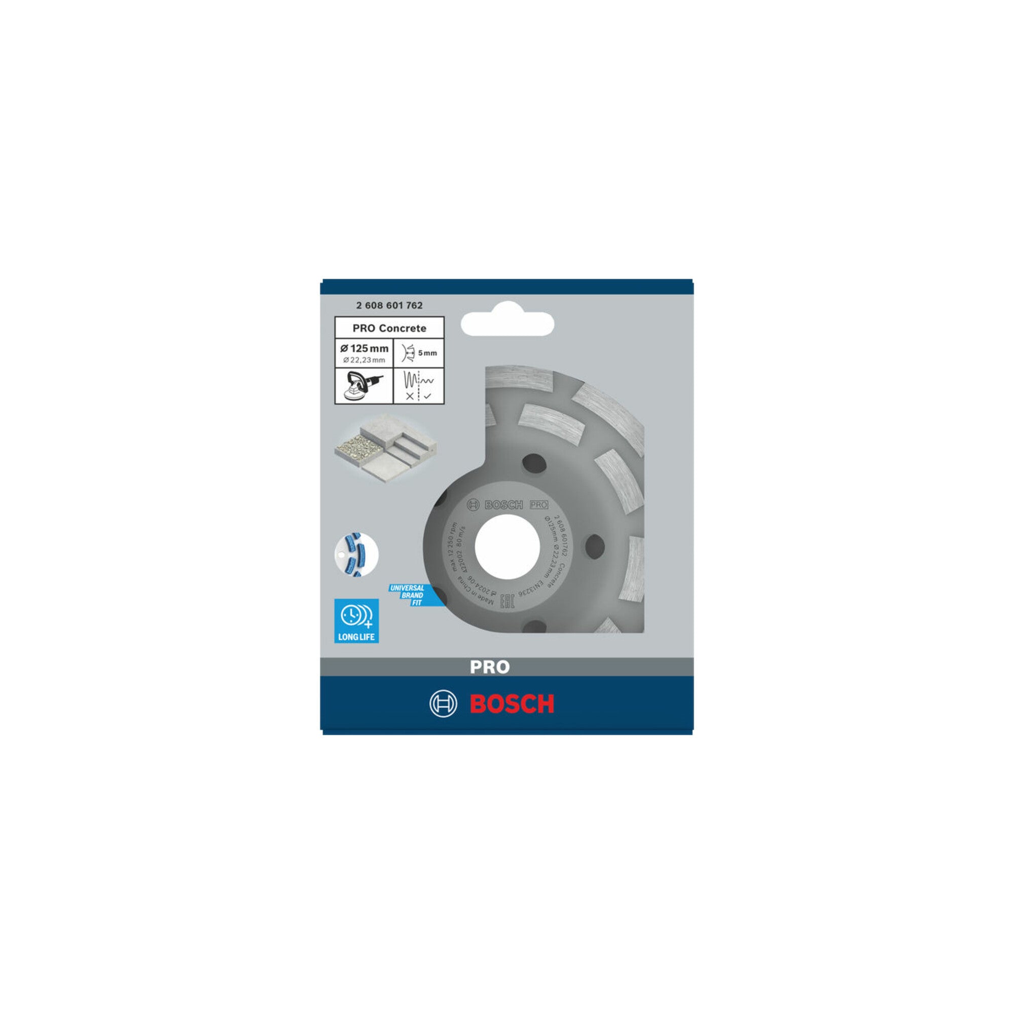Bosch Diamanttopfscheibe Expert for Concrete Hohe Lebensdauer 125 x 22,23 x 5 mm