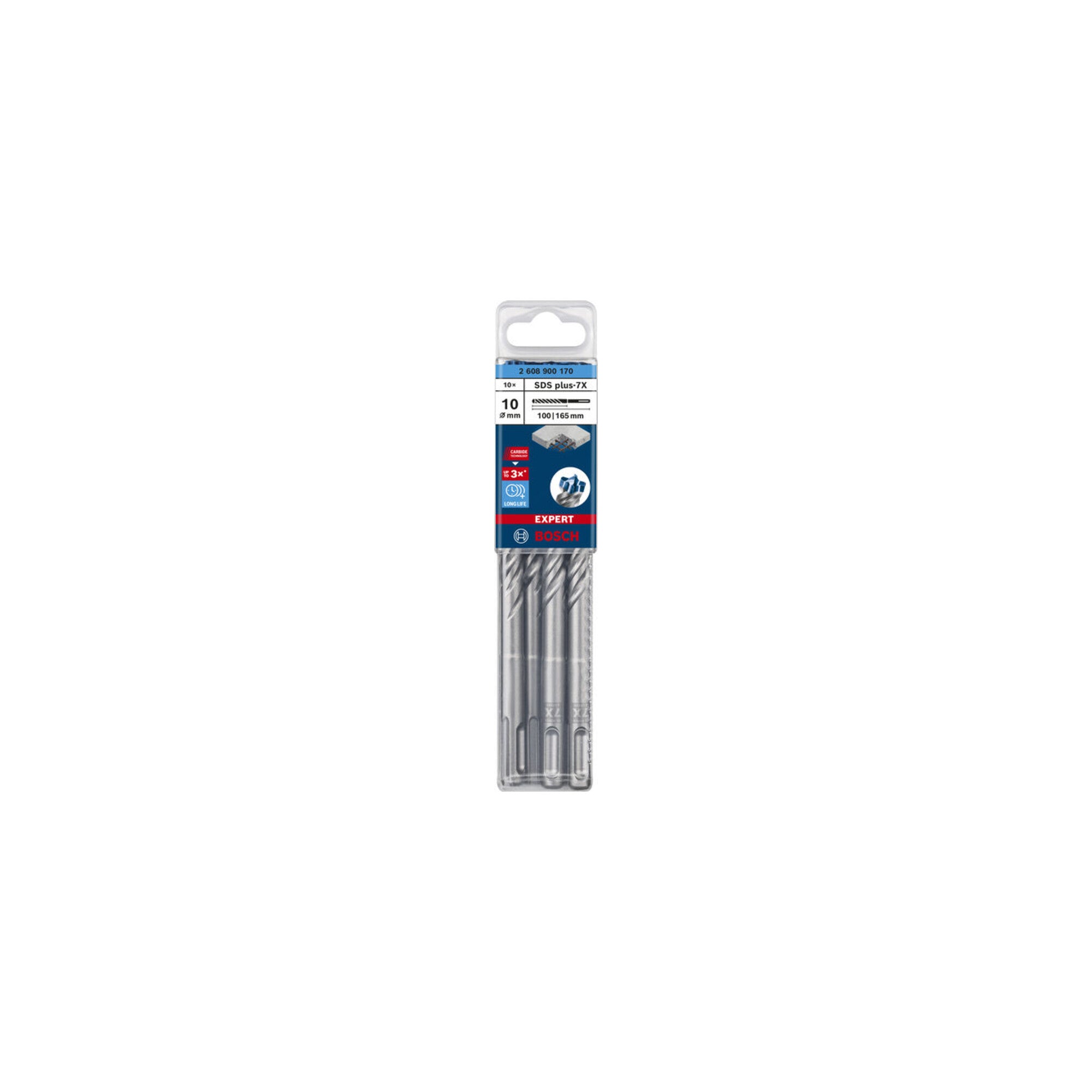 Bosch Hartmetall-Hammerbohrer EXPERT„7X“ SDS-plus,⌀xganze Länge: 10X165mm 10 Stk