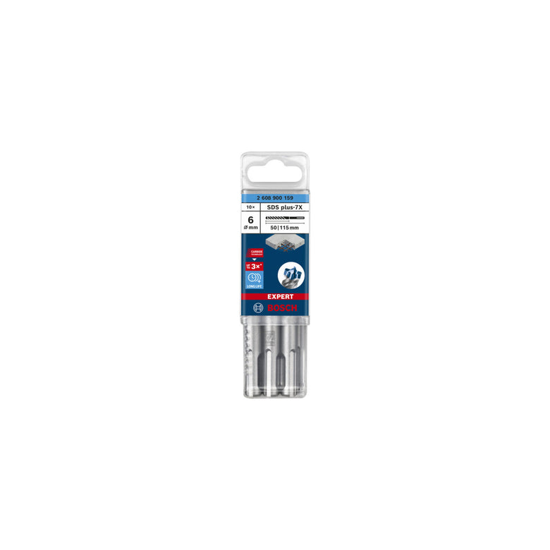 Bosch Hartmetall-Hammerbohrer EXPERT„7X“ SDS-plus,⌀xganze Länge: 6X115mm 10 Stk
