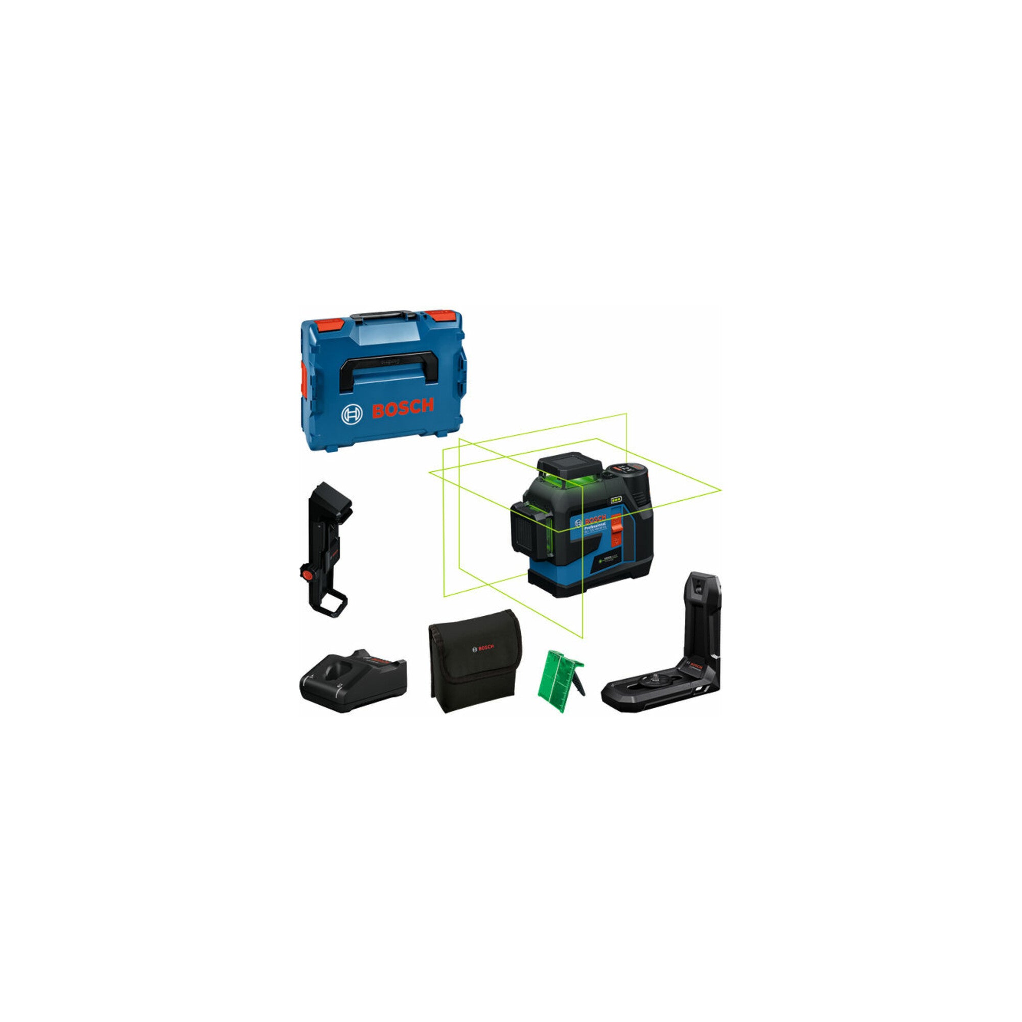 Bosch Linienlaser GLL 12V-100-33 CG mit 1 x Akku GBA 12V 2.0Ah in L-BOXX