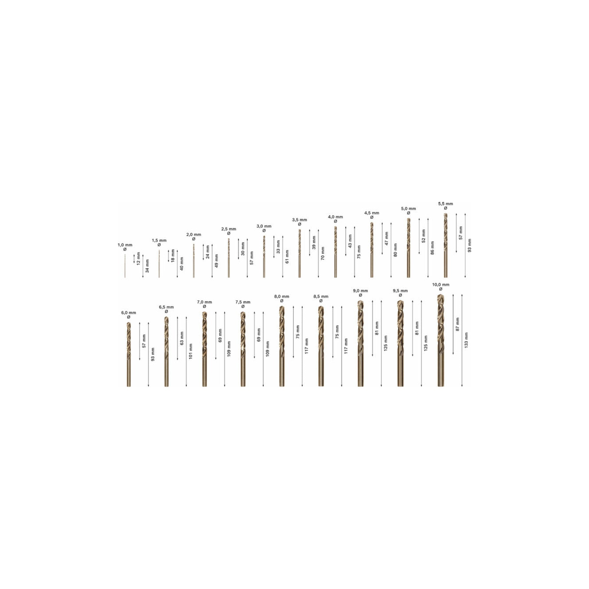 Bosch Metallbohrer-Set HSS-Co (Cobalt-Legierung), ProBox 19-teilig DIN 338 1-10