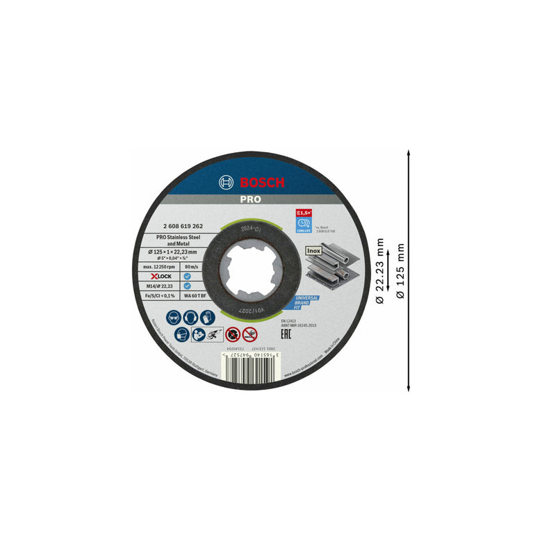 Bosch Trennscheibe X-LOCK gerade Standard for Inox WA 60 T BF 125 x 1 mm 10 Stk
